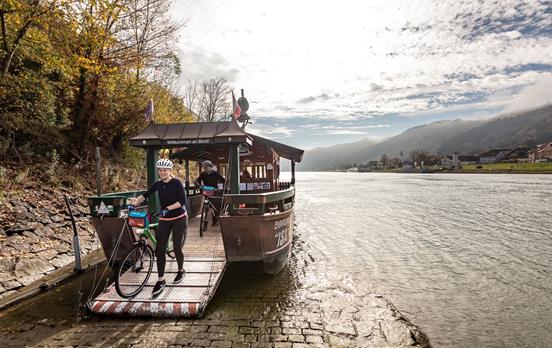 Crossing the Danube by boat