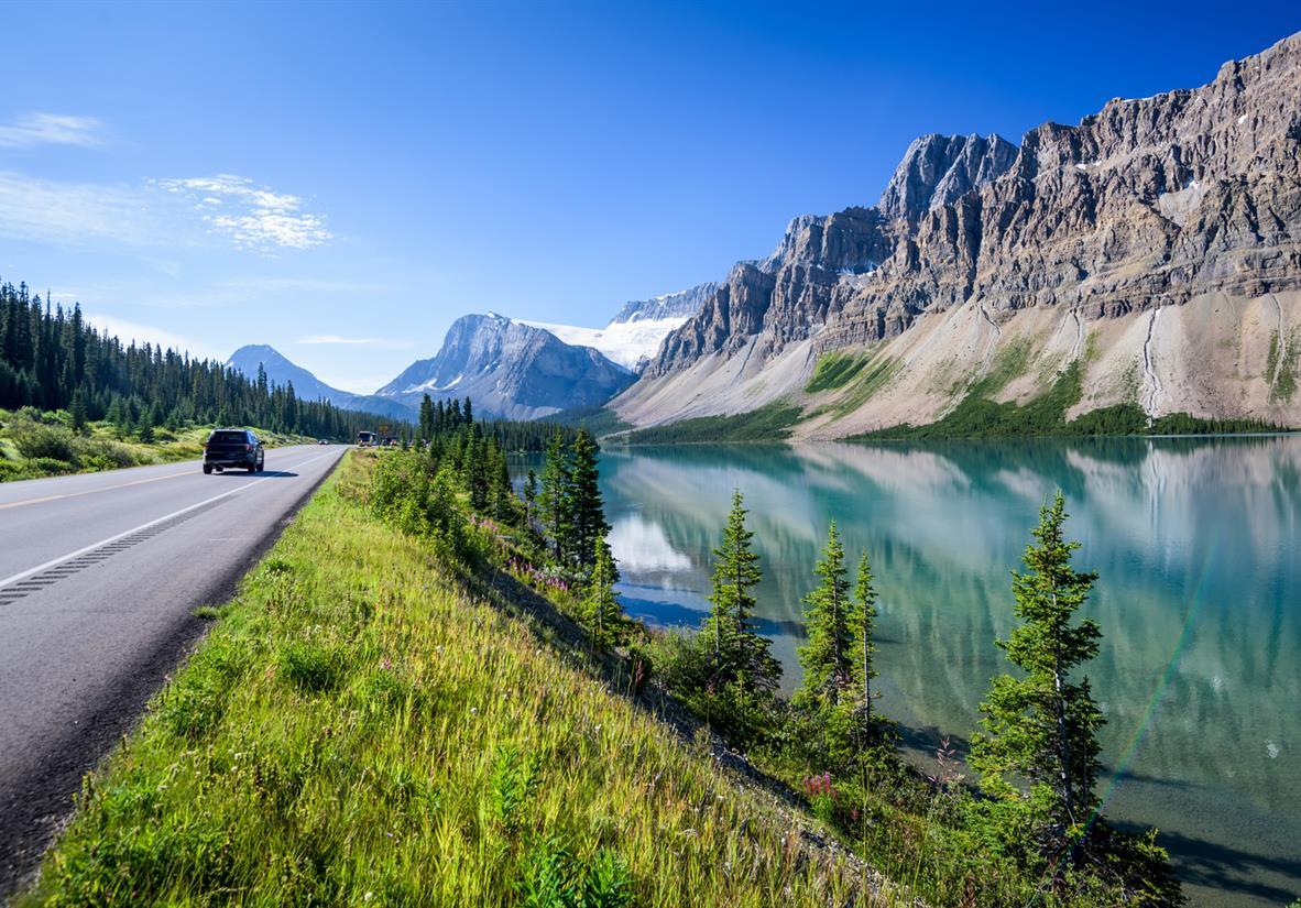 Drive at scenic vistas including Bow Lake