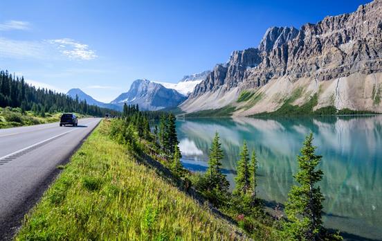 Drive at scenic vistas including Bow Lake