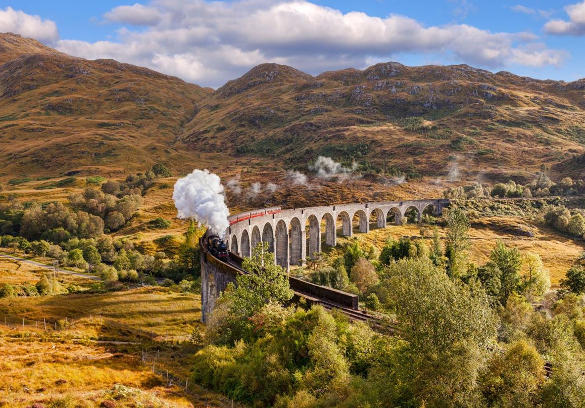 Jacobite train on the Glenfinnan Viaduct