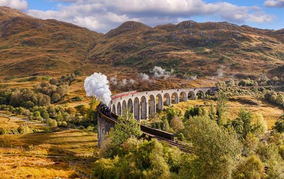 The Jacobite steam train and Glenfinnan Viaduct