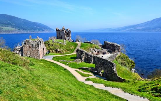 Urquhart Castle on the shores of Loch Ness