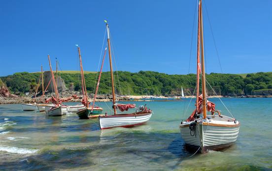 Sailing boats on North Beach, Salcombe