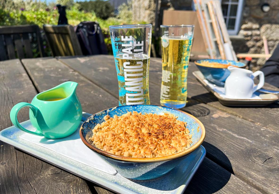 A pint and some Mac and Cheese after your walk