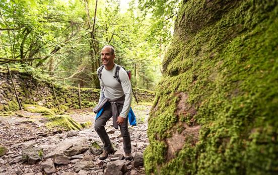 Rocky uphill terrain