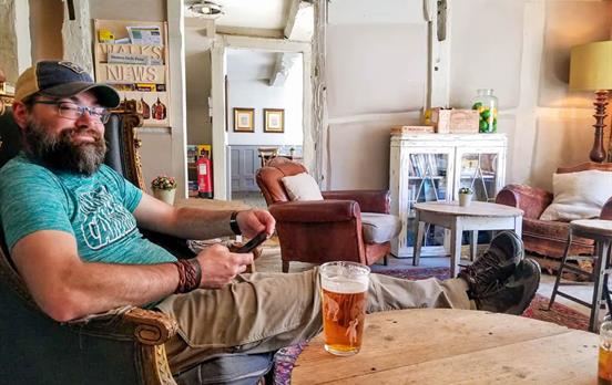 Well earned pint at the end of the Cotswold way