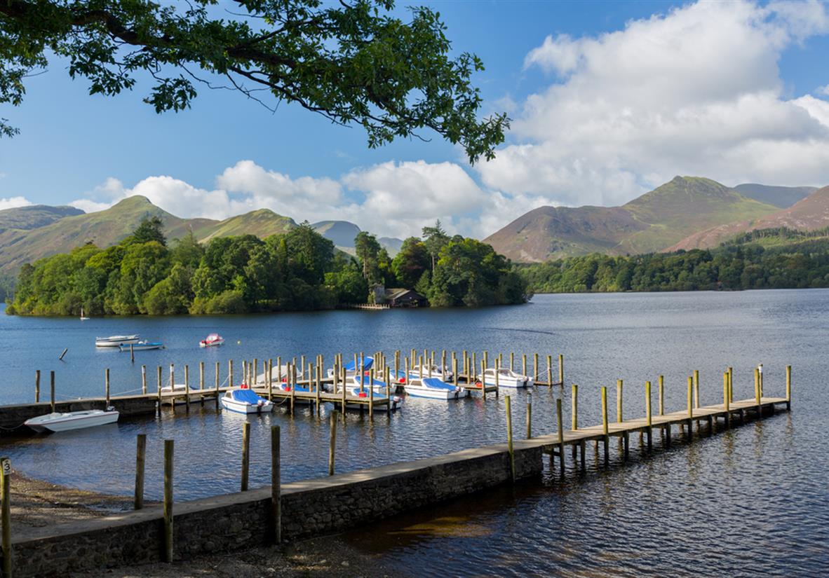 Piers and boats on Derwentwater
