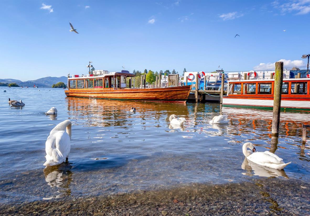 Boats moored on Windermere