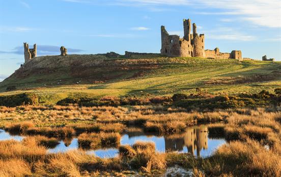 The ruins of historic Dunstanburgh Castle
