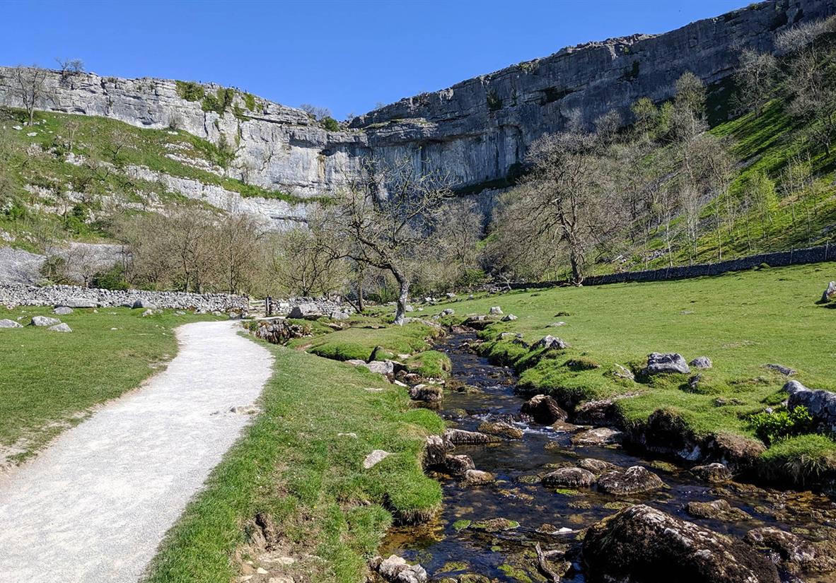 Path heading into the imposing Malham Cove