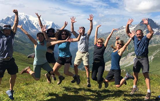 A happy group of friends on the TMB