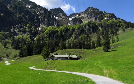 Almen eingebettet in Berglandschaft