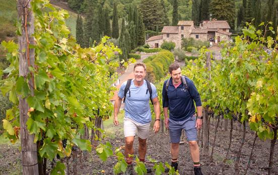 Walking through Chianti vineyards
