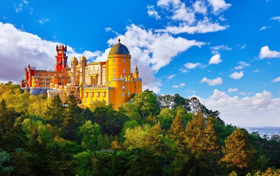 The colourful Pena Palace, high above Sintra