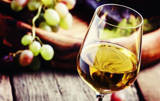 A glass of local Riesling