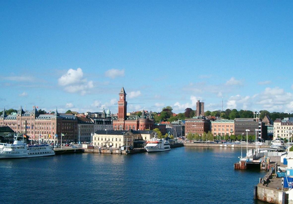 Blick auf den Hafen von Helsingborg