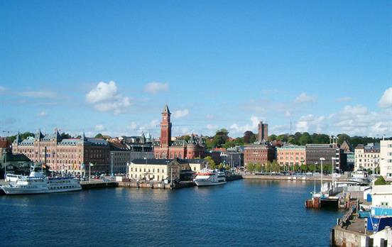 Blick auf den Hafen von Helsingborg