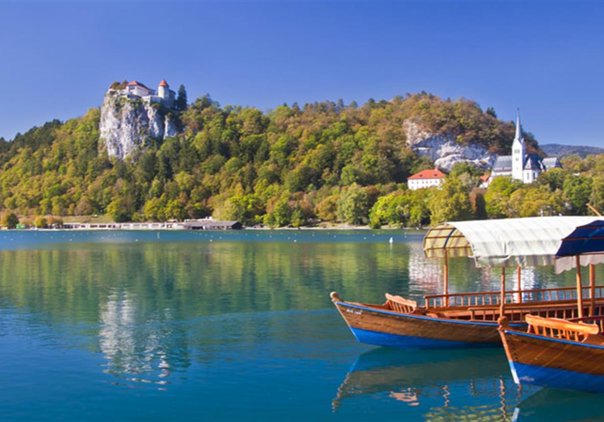 Wooden boats on Lake Bled, Slovenia