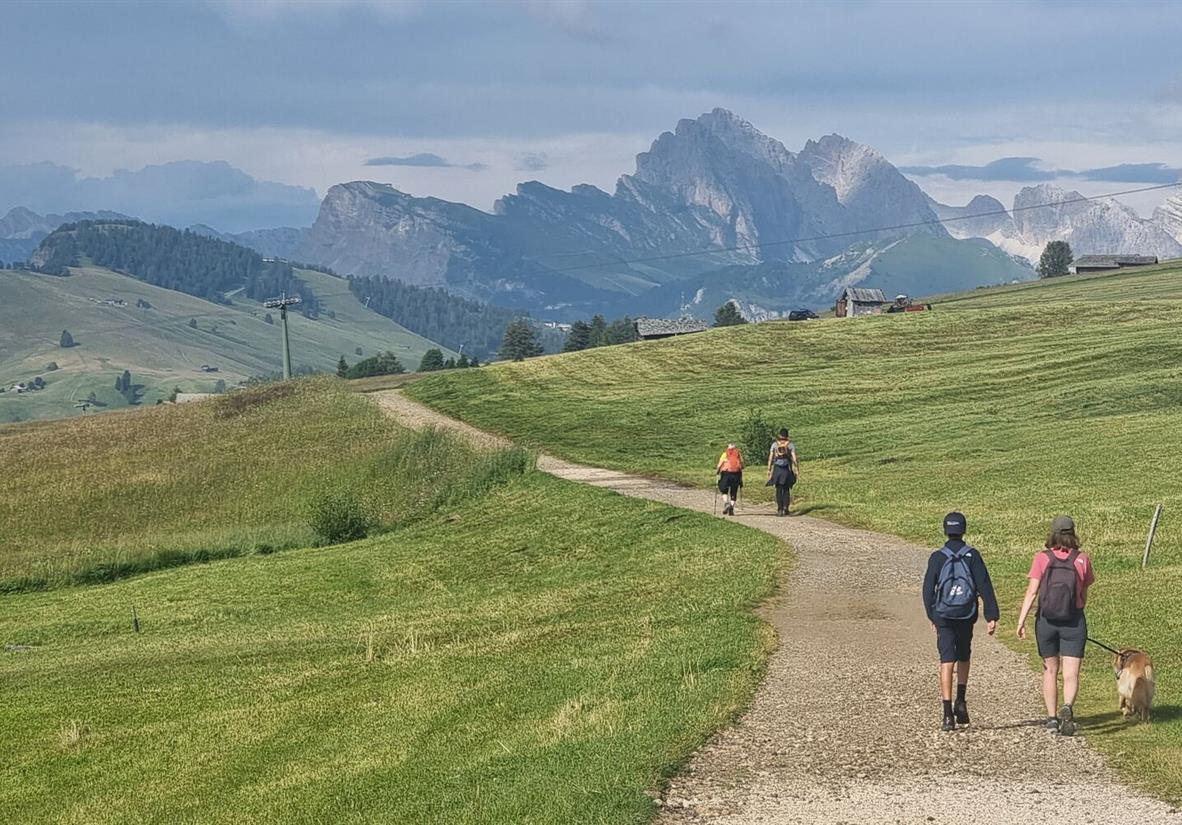 Wanderer auf der Seiser Alm