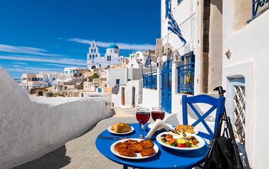 Essen in Pyrgos auf Santorini