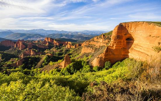 The striking red mountains of Las Médulas