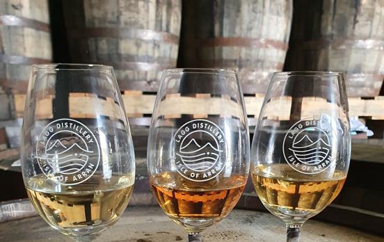 Sample local whisky at Lagg Distillery