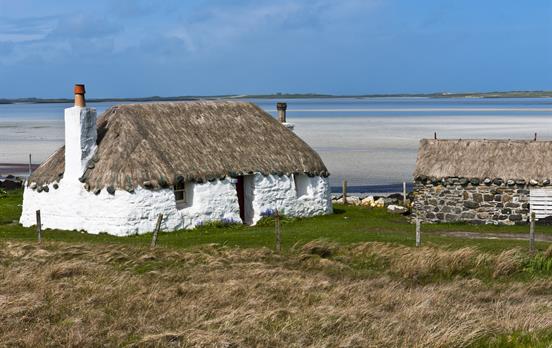 The thatched roofed "Blackhouses" on Lewis