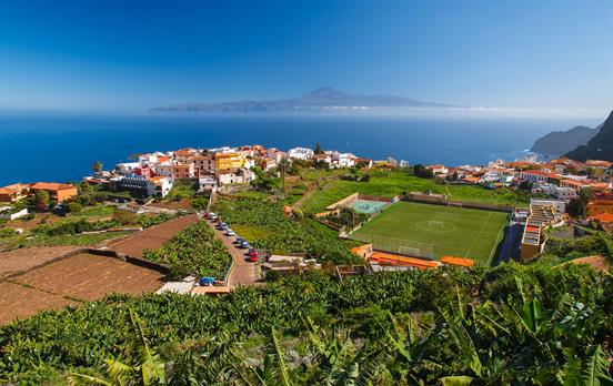 View of Agulo Town towards Tenerife and El Teide