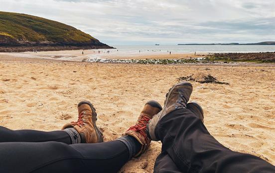 Relaxing on Manorbier Beach