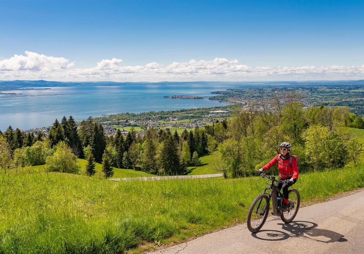 Cyclist on Lake Constance