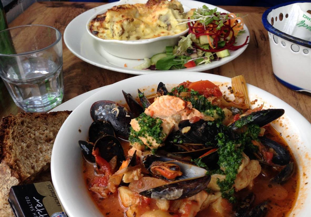 Freshly-caught seafood