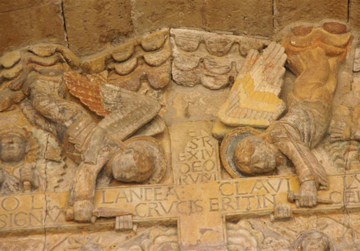 Tympanum carvings in the Abbey Church of St Foy