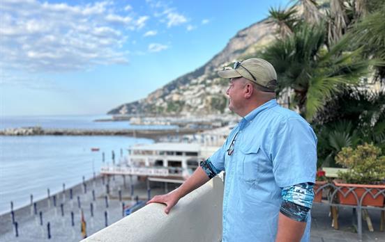 Taking a break to enjoy the views from Amalfi