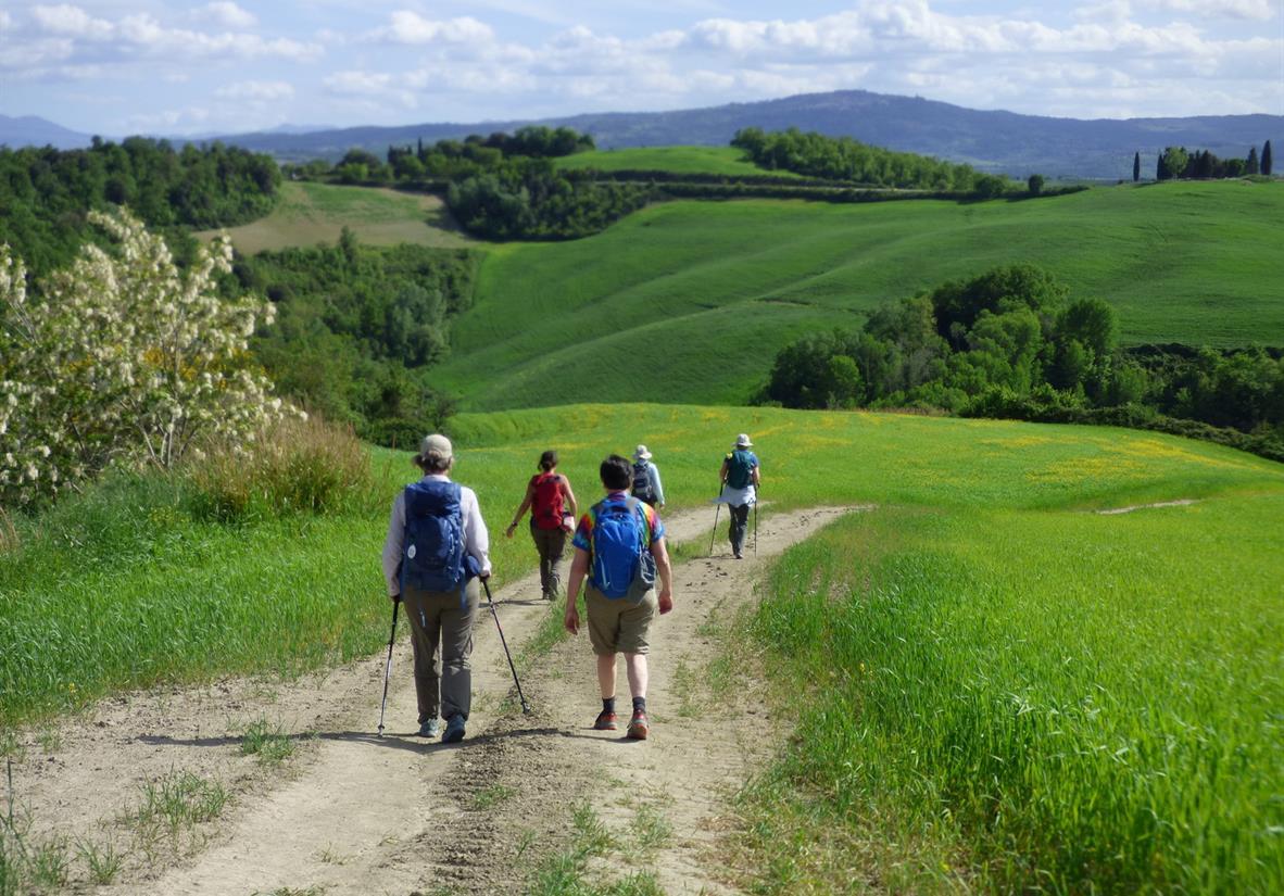 Wanderer auf der Via Francigena