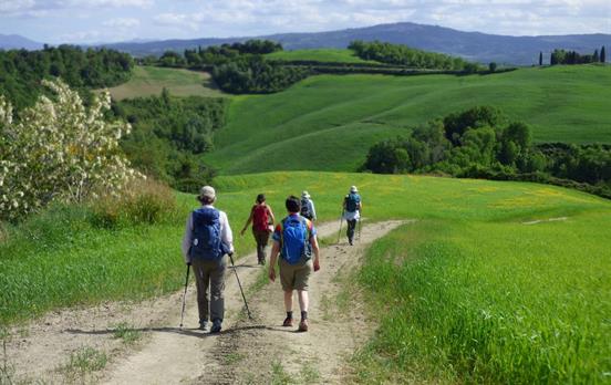 Wanderer auf der Via Francigena