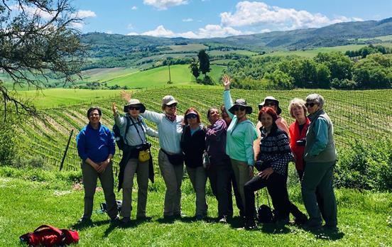 Gruppe von Pilgern auf der Via Francigena