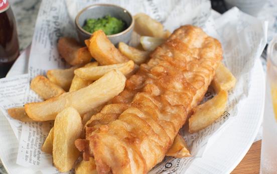 Fish and Chips at O'Donoghue Public House