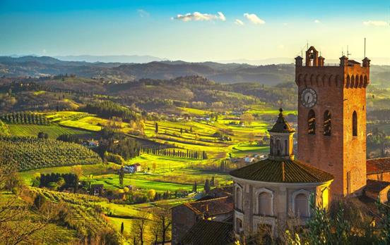 San Miniato, surrounded by rolling hills