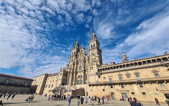Endlich an der Kathedrale von Santiago ankommen.