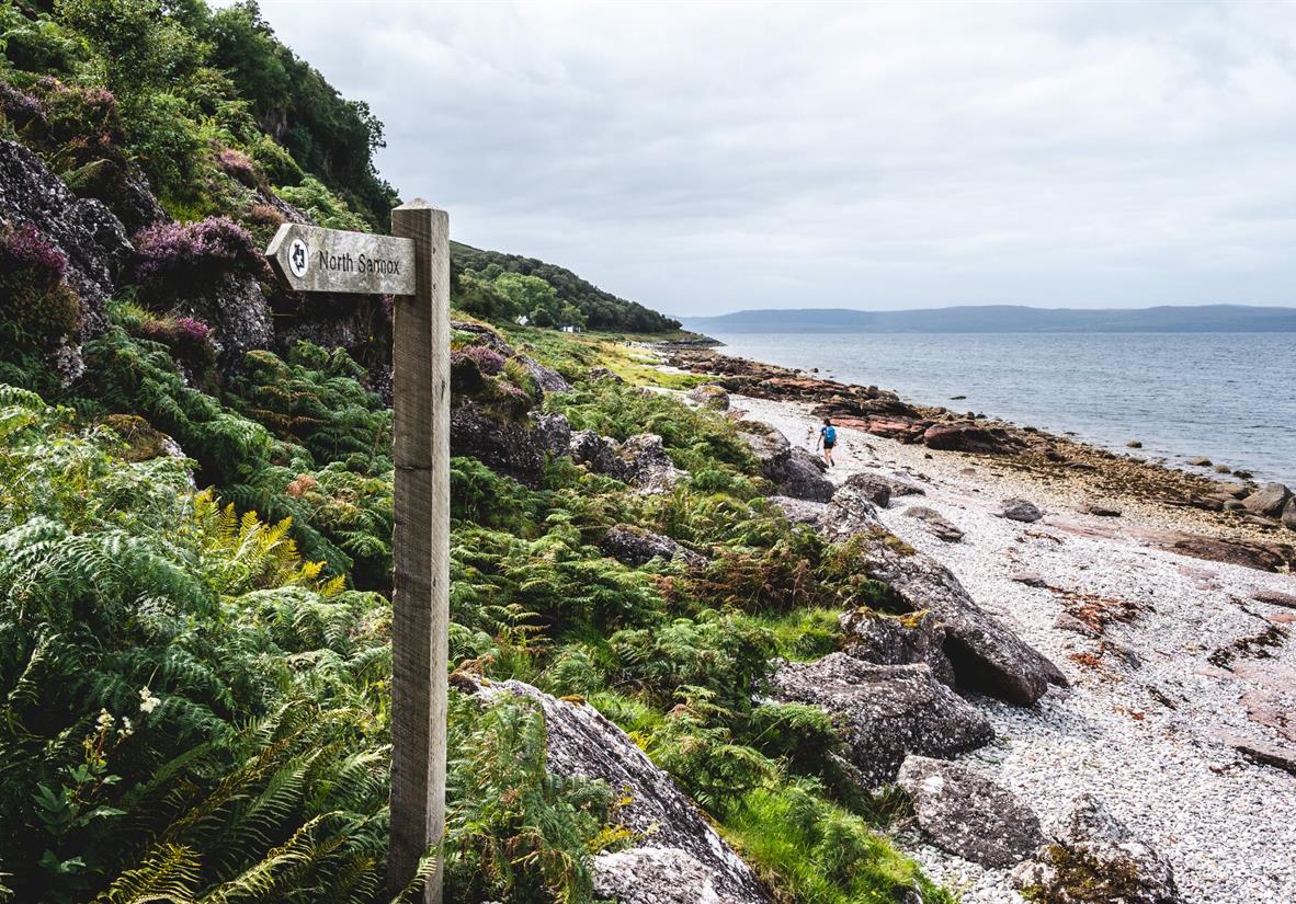 Walking along deserted beaches to Lochranza