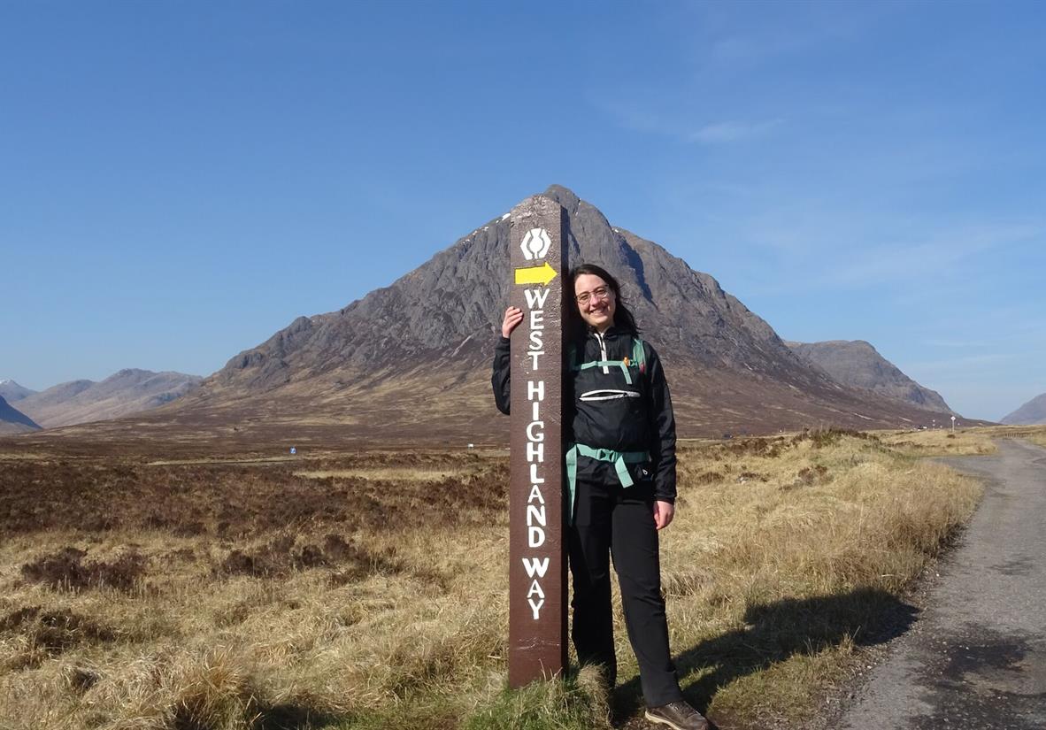 Solo walker with Buachaille Etive Mòr