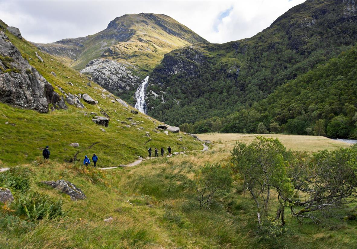 Walking in Glen Nevis at the foot of Ben Nevis