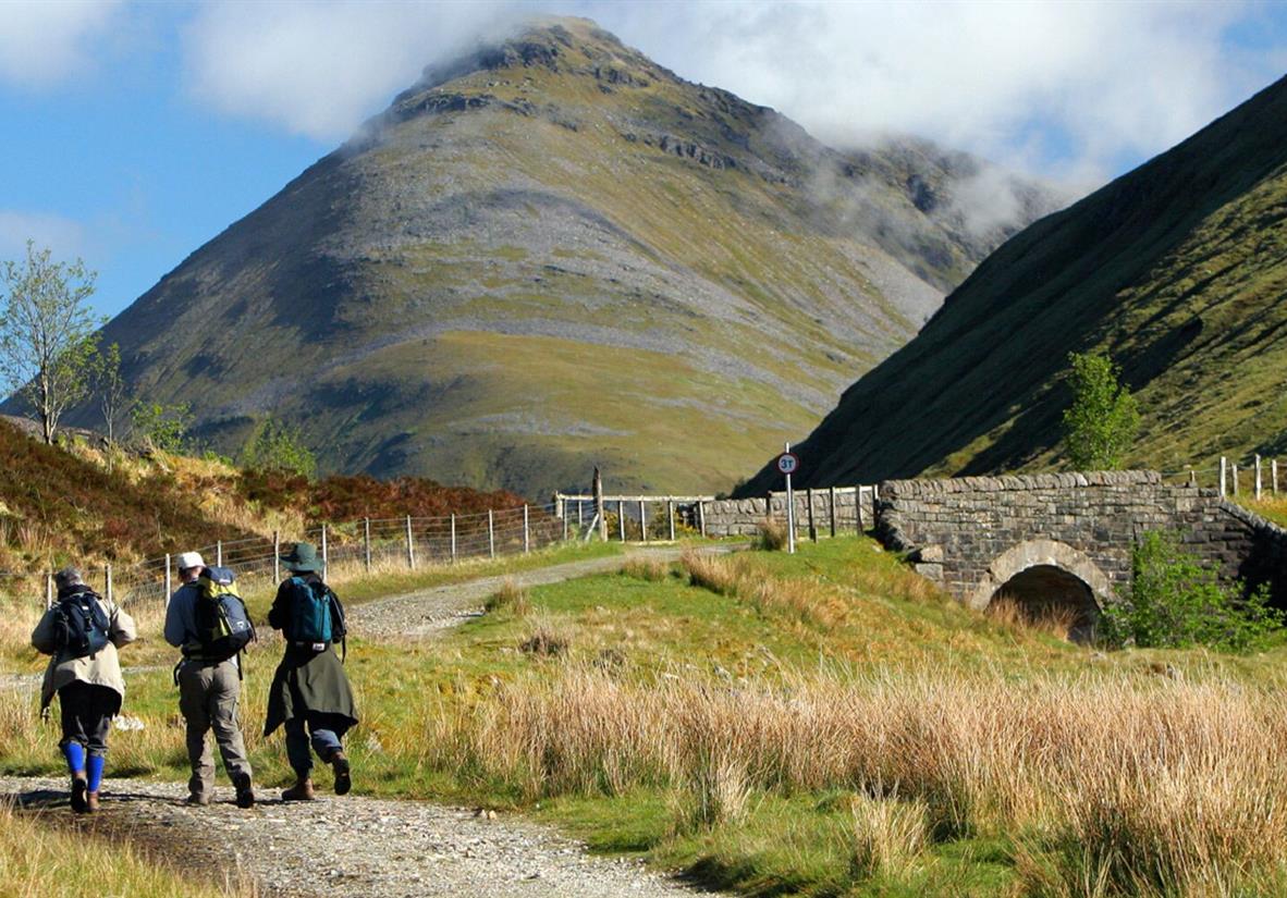 Hikers in Glencoe Valley