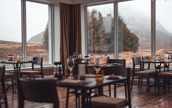 View from restaurant at Kingshouse Hotel