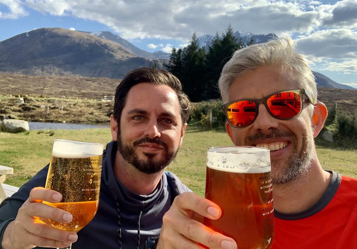 Post hike beers in the sunshine