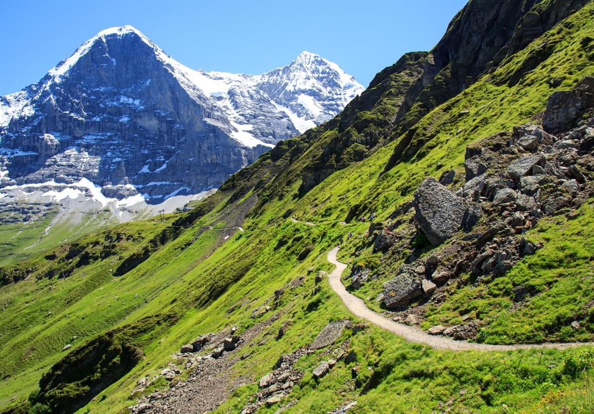 Panorama Trail to Kleine Scheidegg with Eiger view
