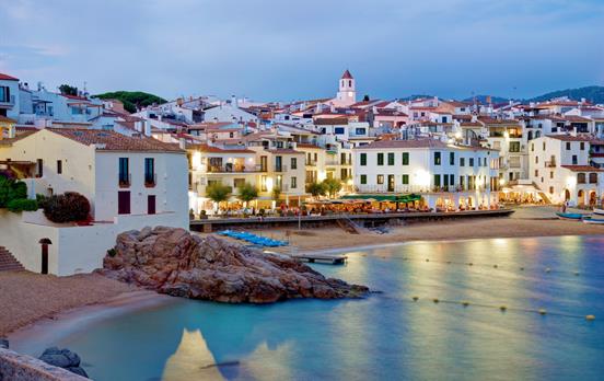 Calella de Palafrugell lit up beautifully at night