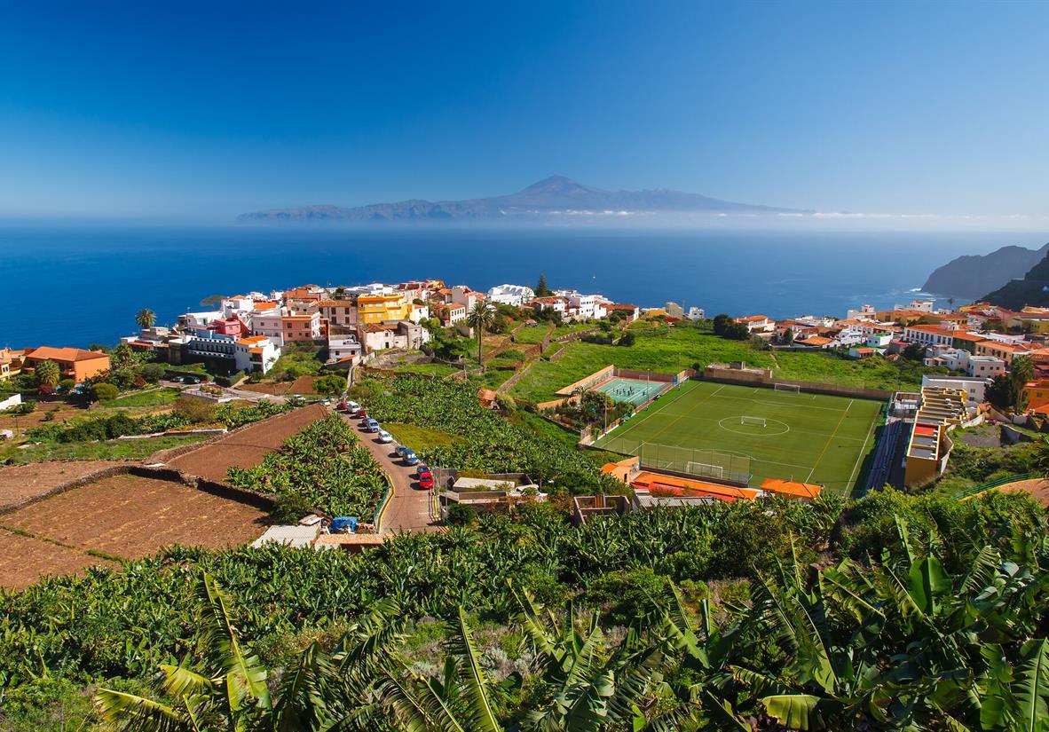 View of Agulo Town towards Tenerife and El Teide