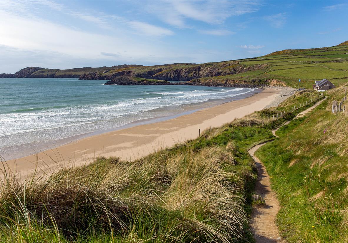 Beautiful deserted golden beaches in Wales